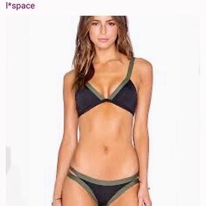 l*space Farrah Bralette Triangle Bikini Swim Top Small Black Fern